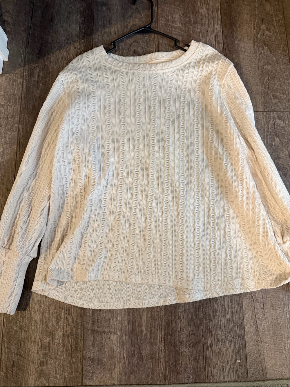 Cream Cable-Knit Long Sleeve Top - Brand Unspecified